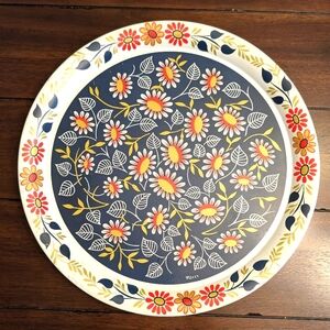 Vintage Maxey Retro Floral 16" Metal Platter